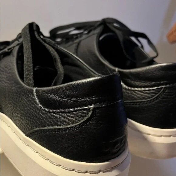 UGG Alameda Black Leather Sneakers Size 10 - Picture 4 of 5
